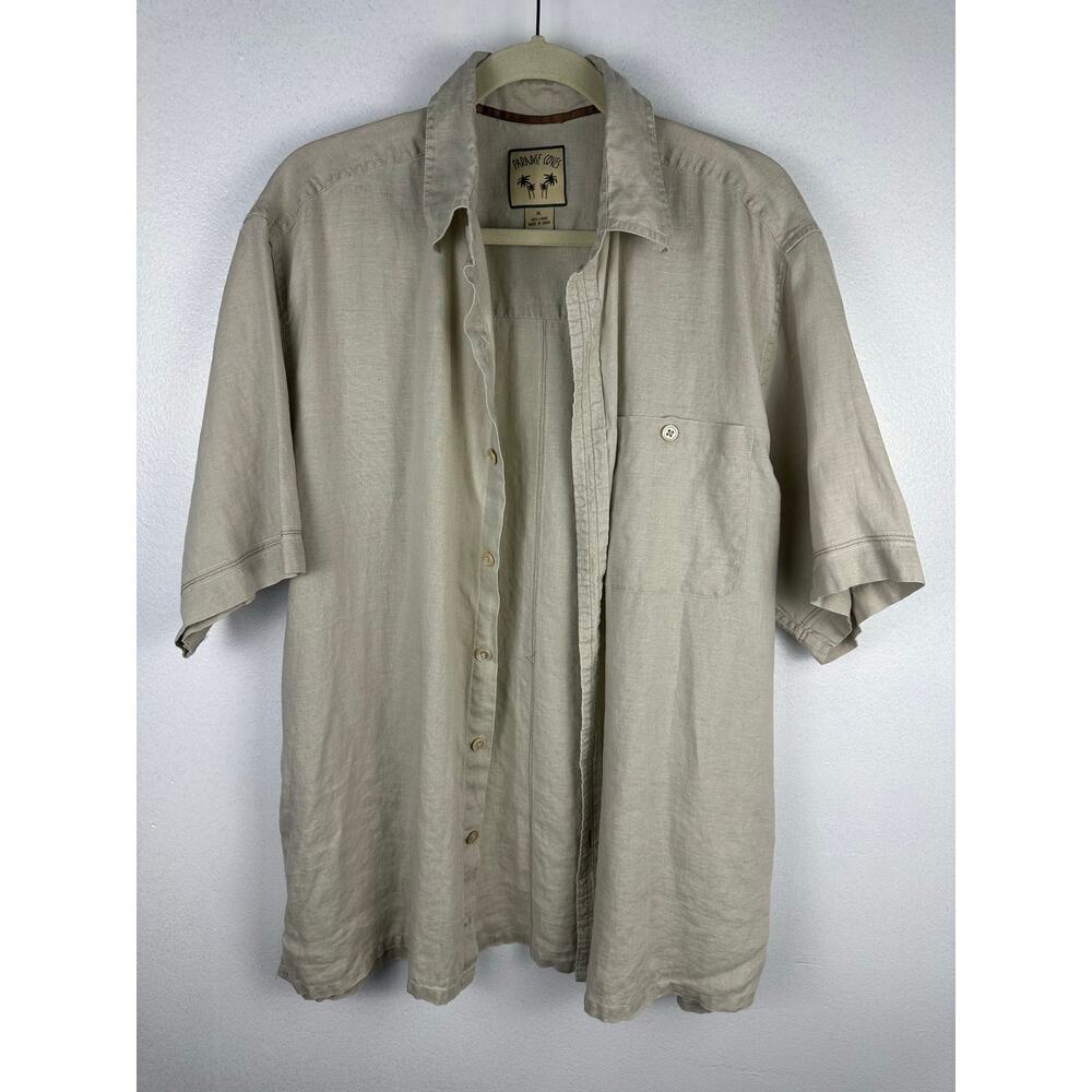men's button-down shirt featuring a Paradise Coves 100% Linen XL beige